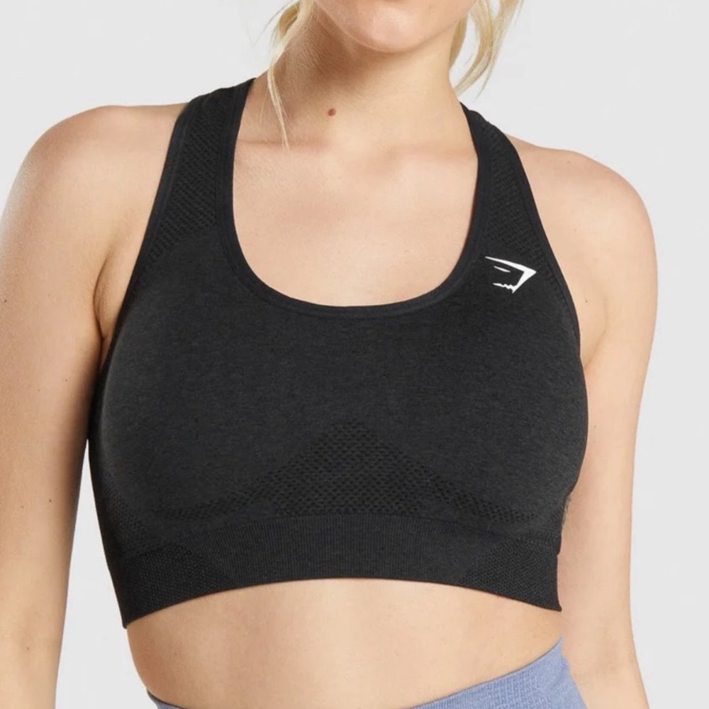 Gymshark Vital Seamless Sports Bra Black Marl Womens Small